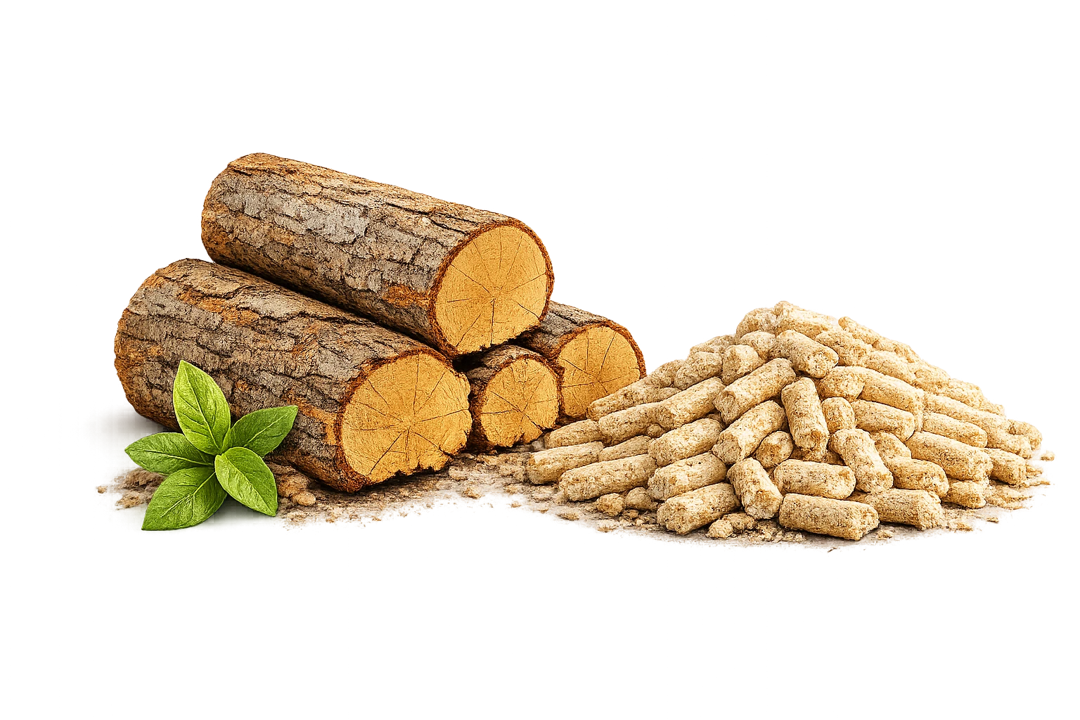 Buches et granulés de bois